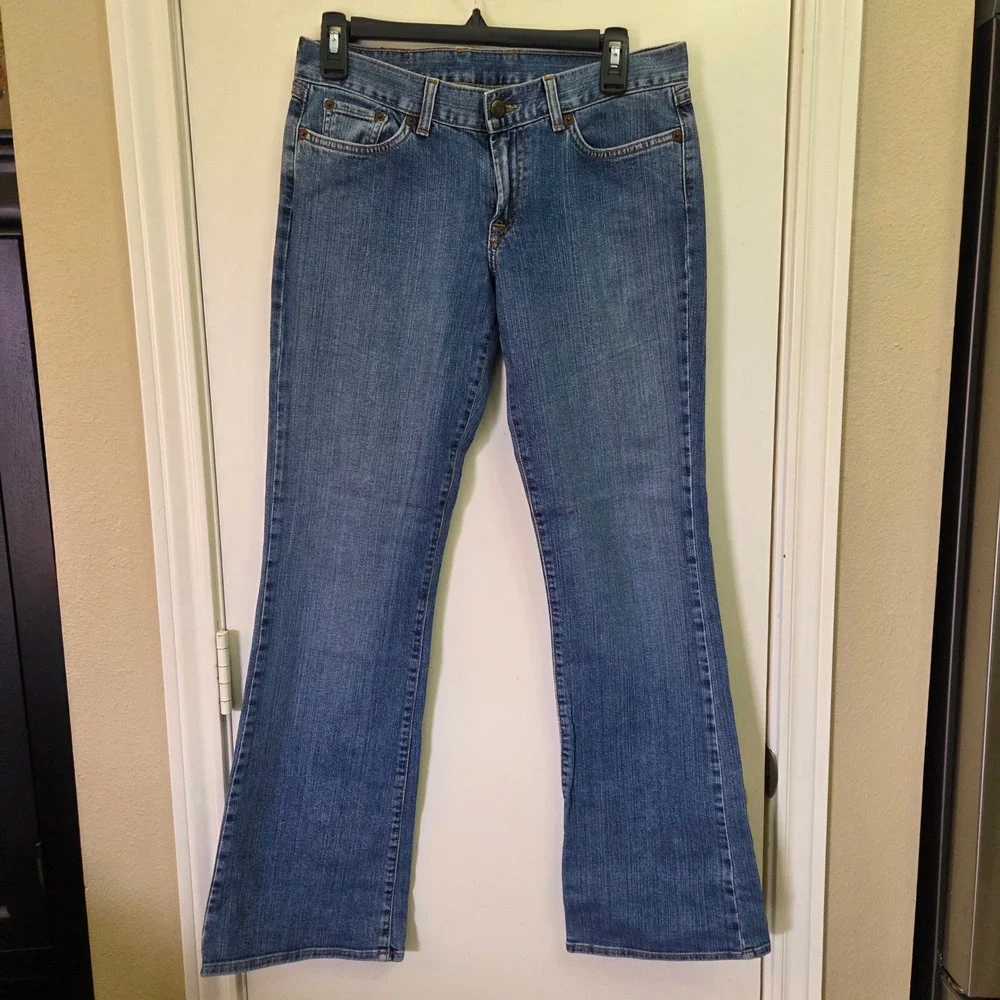 Lucky Brand Mid Rise Flare Jeans Blue Medium Wash Made in USA Womens Size 6/28